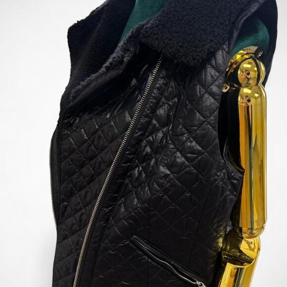 WHBM Black Quilted Faux Shearling Vest (Size M) - Picture 7 of 8